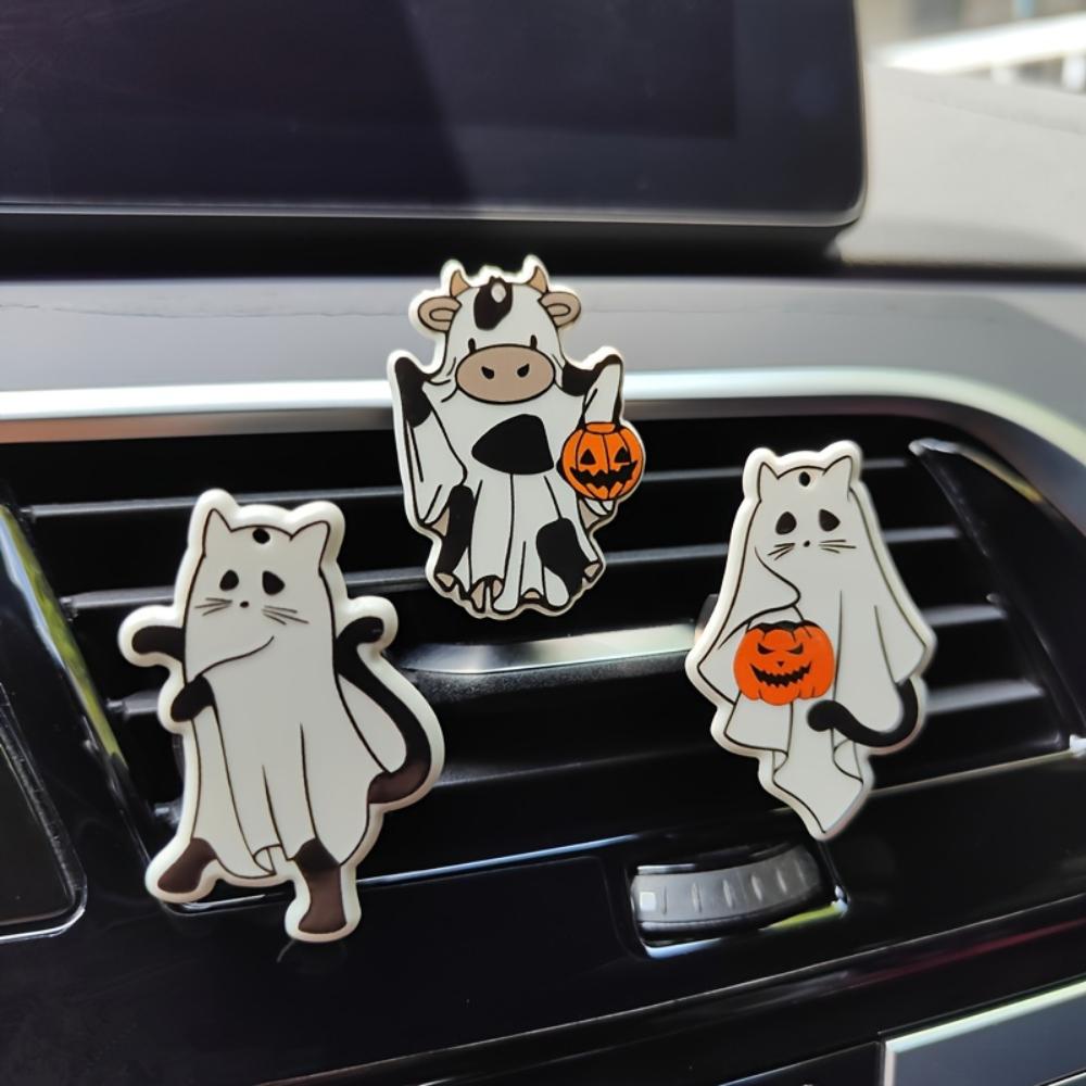 Auto-Lufterfrischer-Clips Geist Katze Aromatherapie für Lüftungsschlitz Gruselige Kuh Halloween Langanhaltender Duft Gerüche Reinigung Auto Dekoration