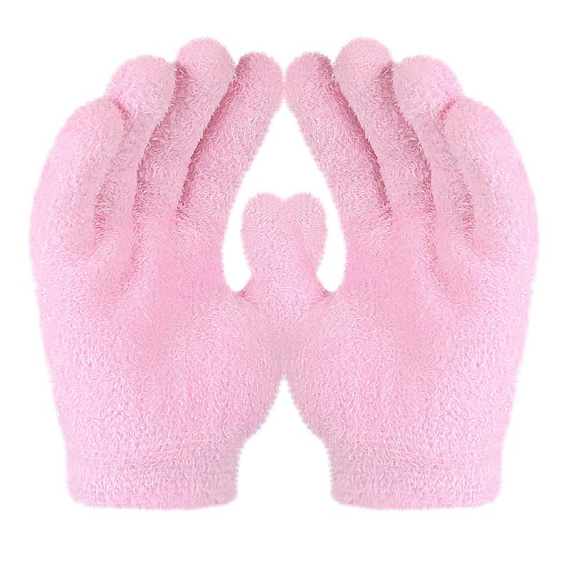 Four-color Feather Yarn Knitted Plant Gel Gloves Men's and Women's Gel Gloves