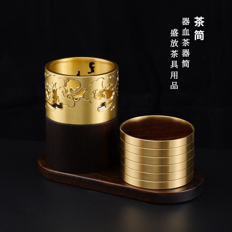 Brass Tea Ceremony Set With Heat-Resistant Coasters Six Tools Gongfu Service