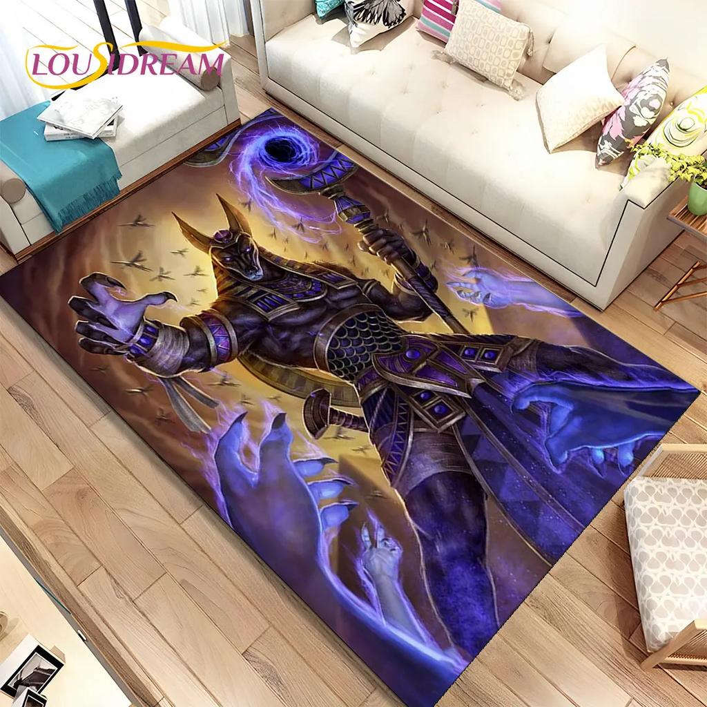 HD Egypt Death Anubis Mythology Horus Area Koberec,Koberec pro domácí Obývací pokoj Ložnice Pohovka Rohožka Kuchyň Dekor,Protiskluzová podložka