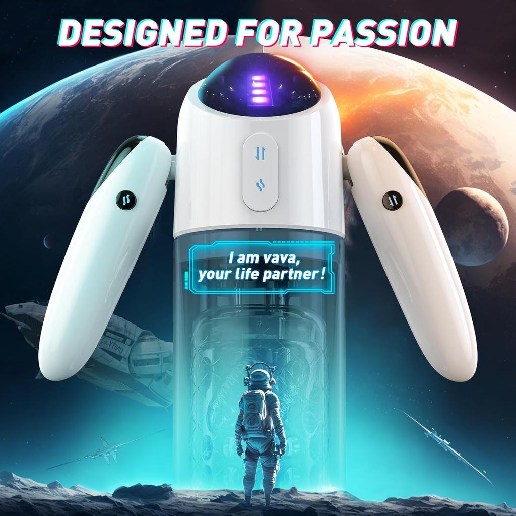 Automatic Male Masturbator, Male Sex Toys with 4 Insertion and 7 Rotation Modes, Male Touch with 7 Colours Ambient Lighting, Male Blowjob