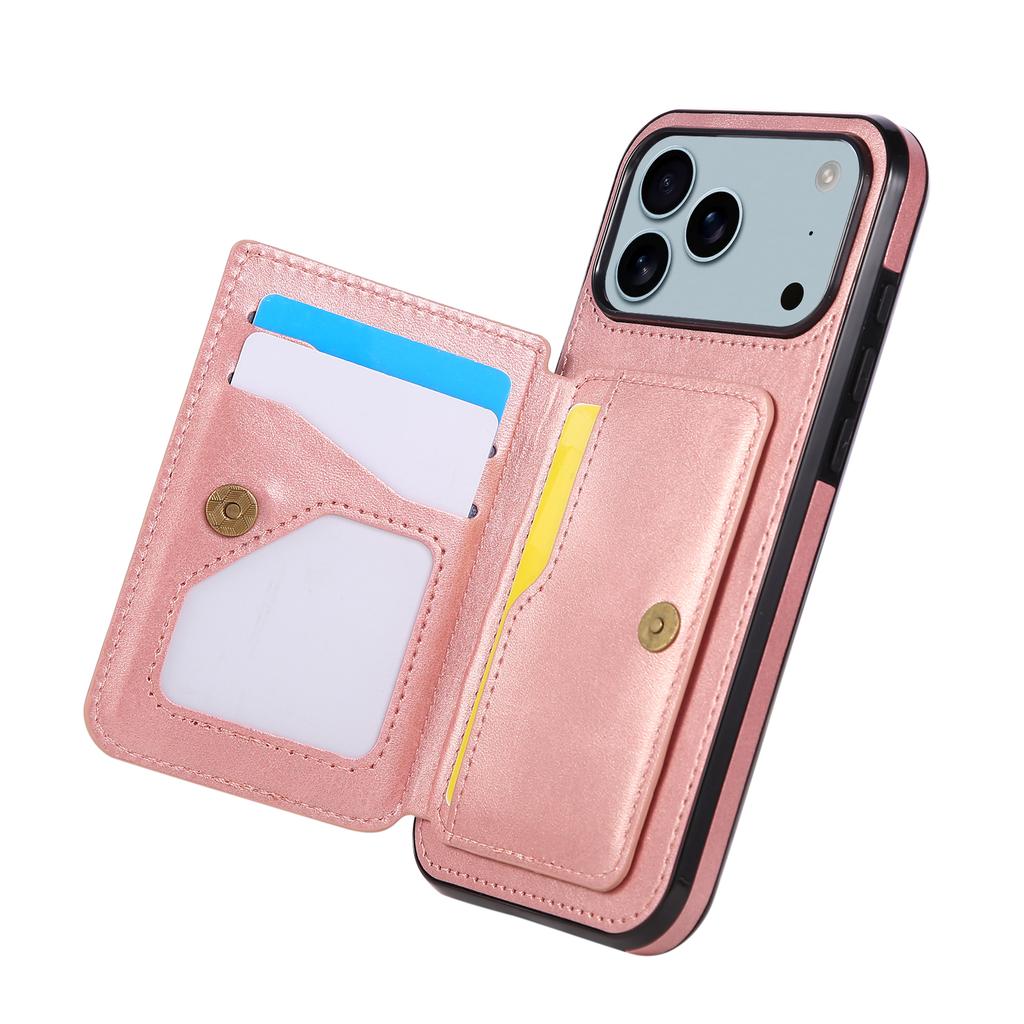 For iPhone 17 Pro Max Case Card Holder Kickstand PU Leather + TPU Phone Cover