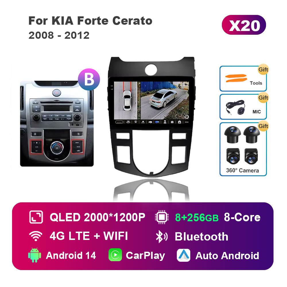 for KIA Forte Cerato 2008 - 2012 Android 14 Intelligent System Car Radio Multimedia Player GPS Navigation BT 4G WiFi HD Screen