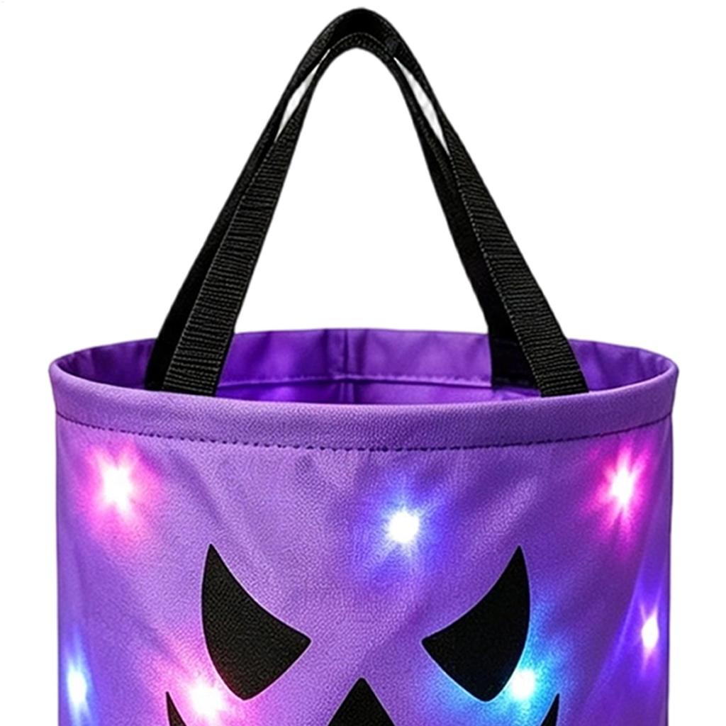 Halloween Luminous Pumpkin Candy Bucket Hand-Held LED Fabric Candy Bag Holiday Party Decoration Gift  Trick Or Treat Bucket