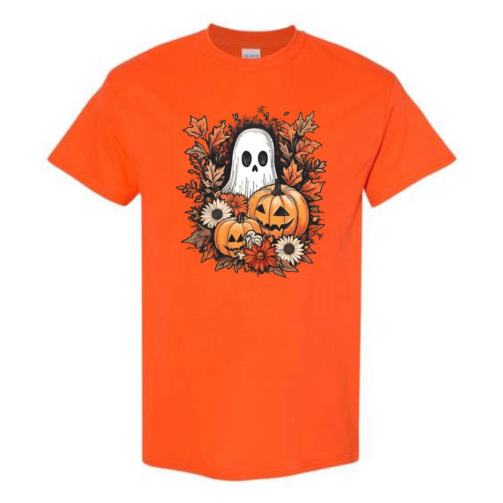 Halloween Pumpkin SPOOKY GHOST Shirt Jack O’Lantern Head Funny Costume NEW Fall L