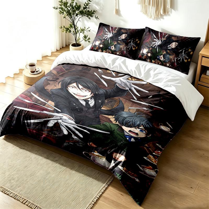 Black Butler 3pc Duvet Cover Set Simple Modern Bedding Set Wrinkle Resistant Soft Fabric All Season Use a perfect gift