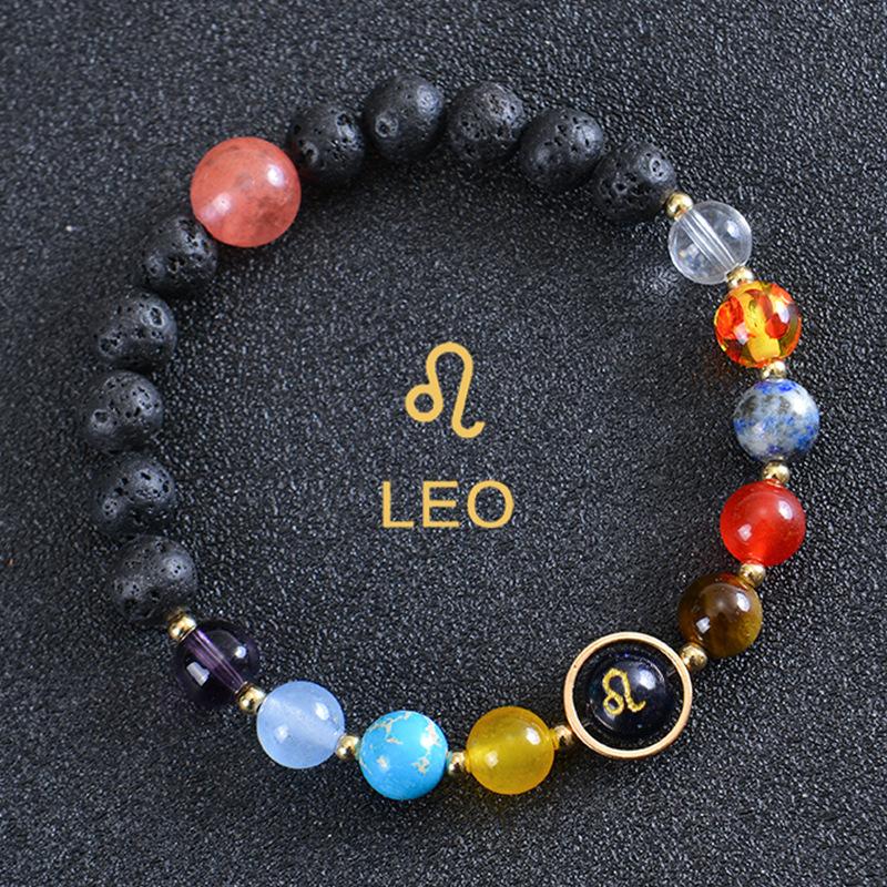 Solar System 12 Constellation Bracelet For Men And Women Volcanic Stone Hand Beaded Colored Stone Stretch Hand