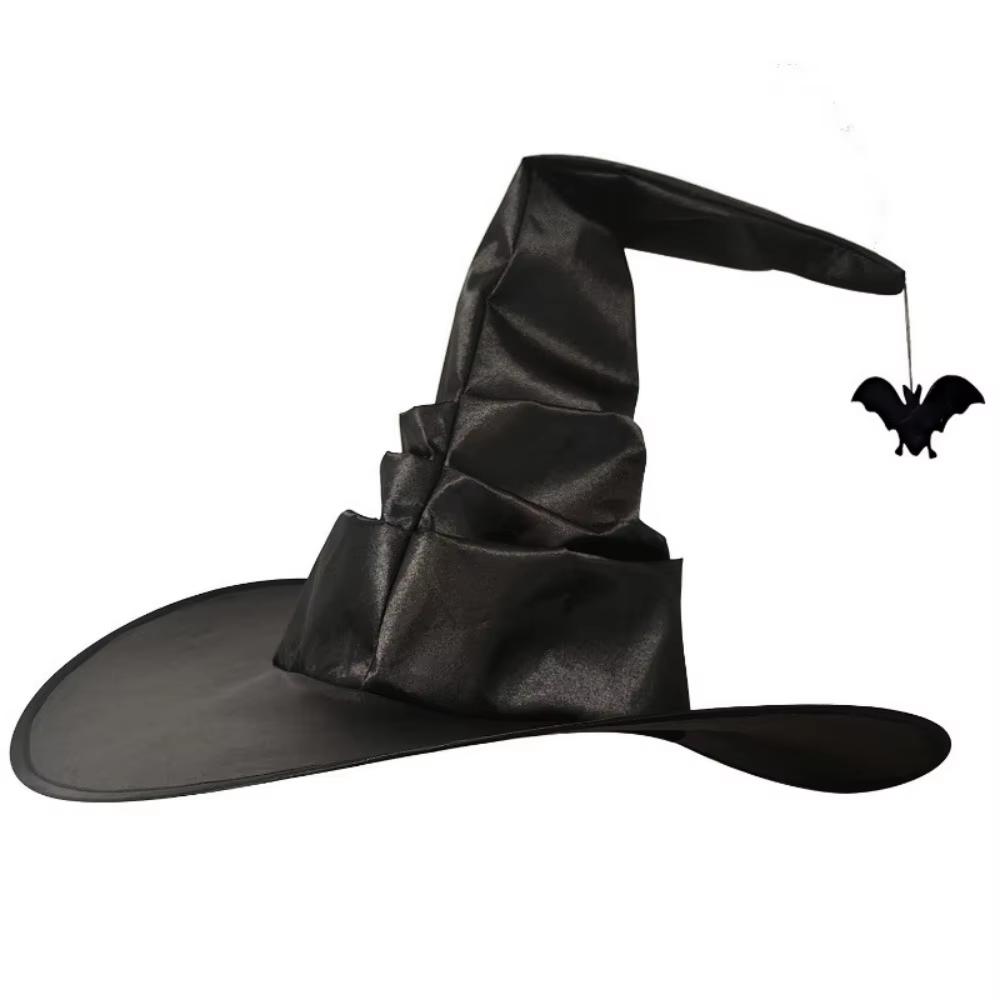 Halloween Folds Witch Wizard Black Hat Party Cosplay Costume Headgear Devil Cap Props Women Costume Accessory for Cosplay Party