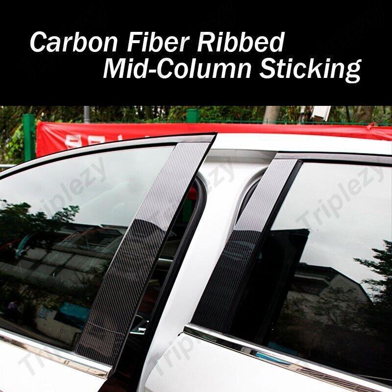 For Honda CRV CR-V Gen 5 2017- 6Pcs Glossy Black Car Window Door B C Pillar Post Cover Trim Carbon Fiber Chrome PC Sticker