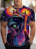 Men's Printed T-Shirt - Psychedelic Waterfall Giant Head Design Ultra-Soft & Breathable, Trendy Summer TeeMen's Stylish Casual Round-Neck Patterned