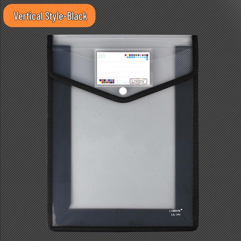 Transparent A4 Thickened Snap Button File Bag - Large Capacity Student Storage and Document Organizer