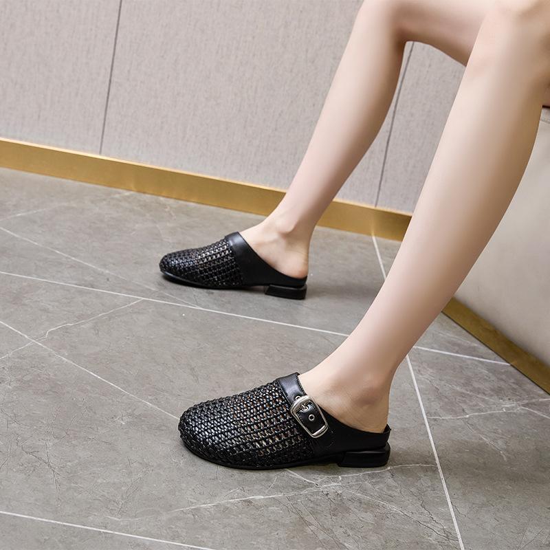 Hollow bag head sandals women's woven new slippers women's Korean version buckle outer wear Boken shoes women's casual shoes
