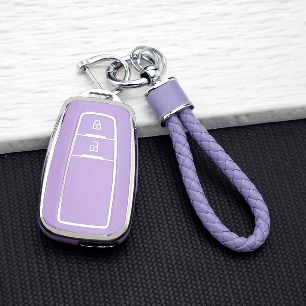 Tpu Car Key Case For Toyota Camry Chr Corolla Rav4 Avalon Land Cruiser Prado Prius 2/3/4 Buttons Key Cover Keychain Accessories