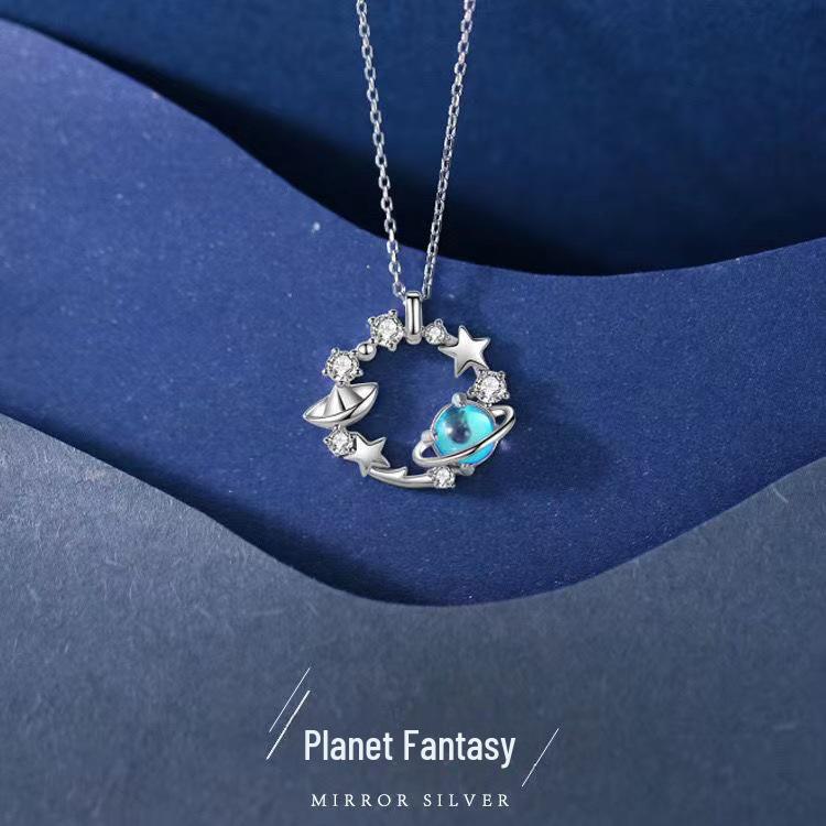 

Ожерелье Planet Lianlian с синим стеклянным камнем на ключицу для женщин, элегантный подарок на день рождения девушки.