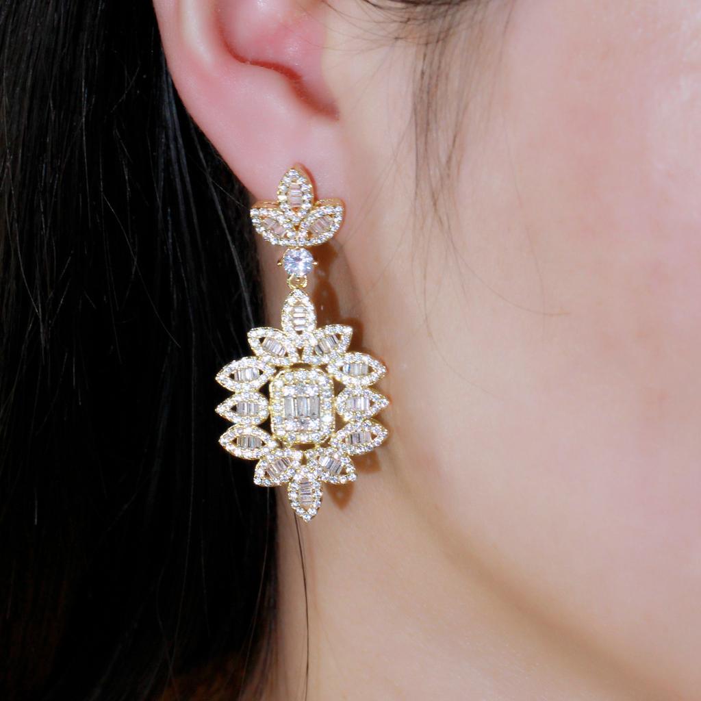 Long Earrings Brass Gold-Plated Earrings Socialite Beautiful Banquet Jewelry