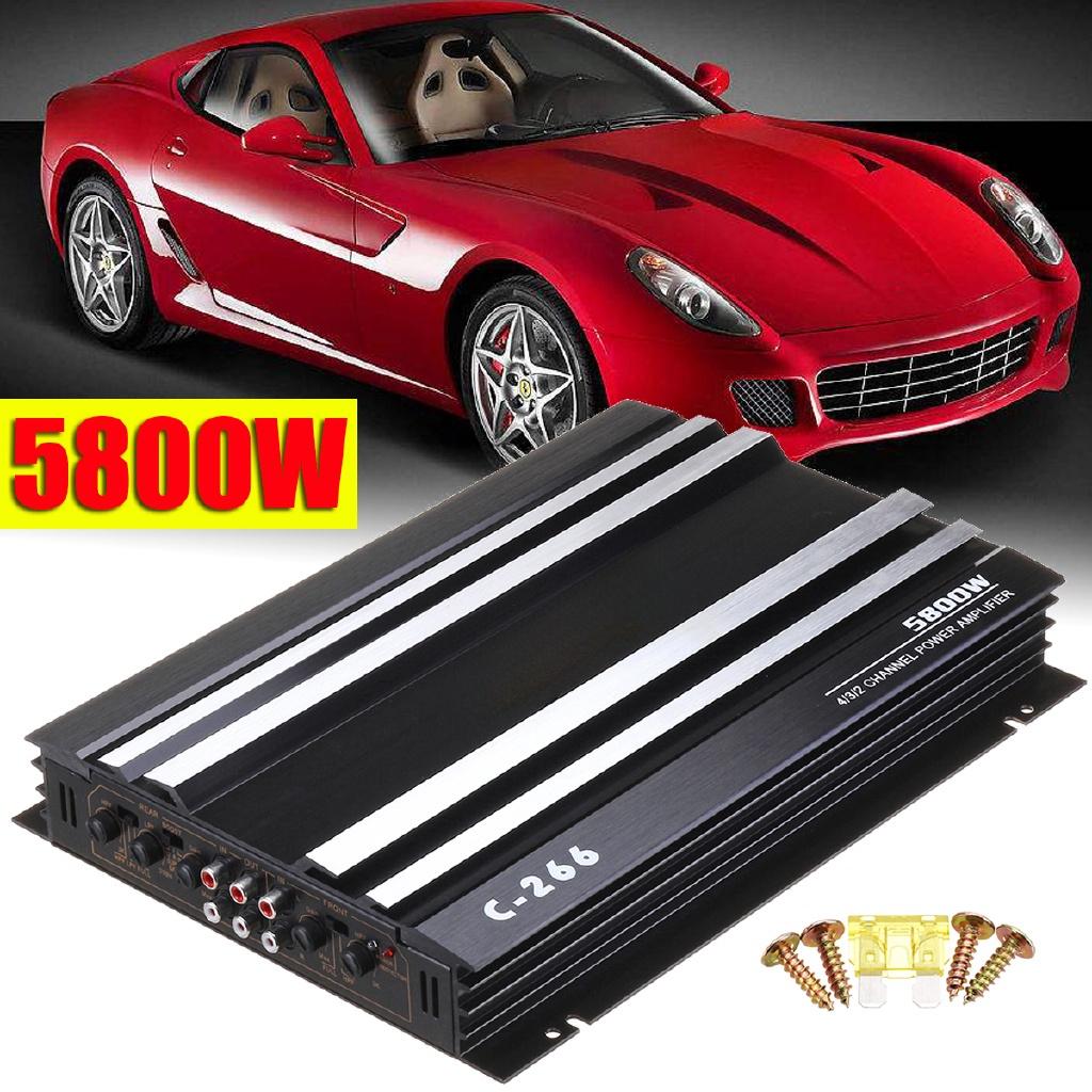 12V 5800 Watt 4 Channel Car Audio Power Amplifier Amp Aluminum Alloy Black 20Hz~20KHz