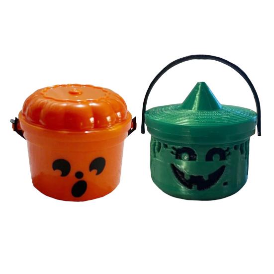 Halloween Kürbiseimer Miniaturdesign Kürbis Orange Eimer Mini Aufbewahrungsbehälter Festliche Halloween-Dekoration