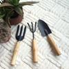 3PCS/Set Wooden Handle Mini Gardening Potted Tool Gardening Shovel Rake Fork Set for Houseplants Potted Plants