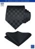 [Enlision] Formal Black Tie and Pocket Square Set for Men, Silk, Check Pattern, Business, Party, Ceremonial Occasions, Luxury Gift TC311L8S By