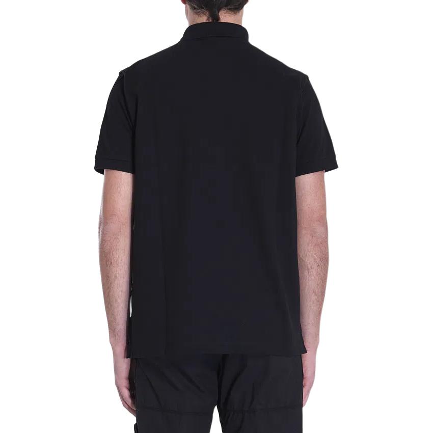 Stone Island Solid Color Straight Cut Short Sleeve Polo Shirt Men tops Black K1S1522002-SCS0017-V0029