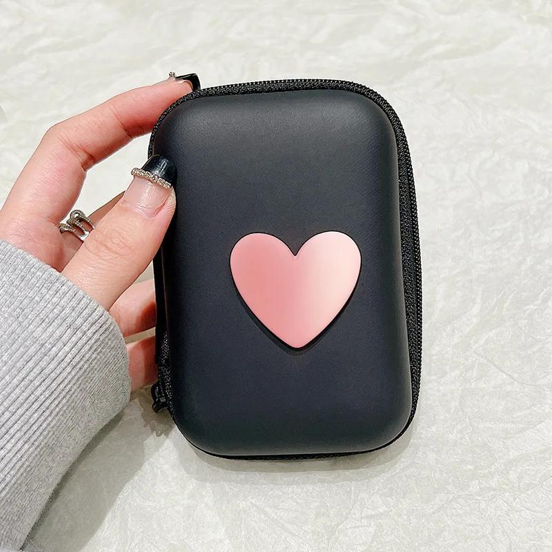 Cute Love Style EVA Storage Bag Anti-Drop Headphone Case Portable Zipper Pouch for Earphones USB Data Cable