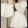 2024 Women's Korean-Style Off-Shoulder Slim Top & Versatile Shorts Two-Piece Set