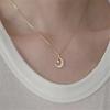 Cute Female Crystal White Zircon Stone Moon Star Pendant Necklace Vintage Gold Color Wedding Jewelry For Women