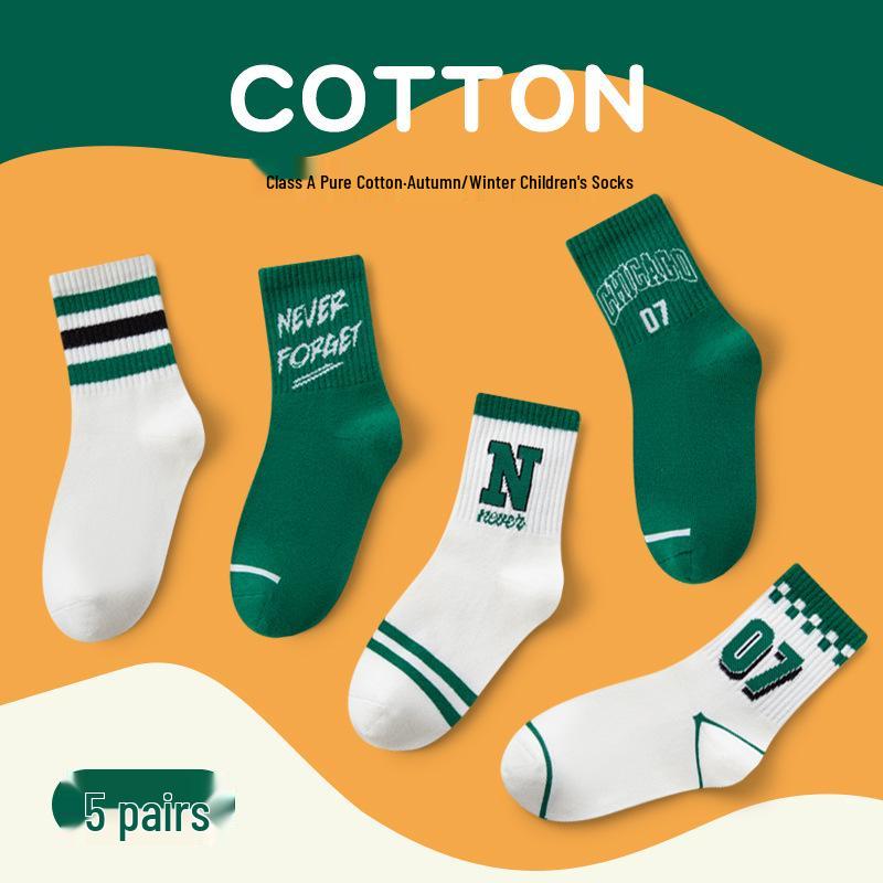 

Children s Mid-Calf Pure Combed Cotton Socks - Autumn & Winter, Mid-Thick, Deodorant, for Boys & Girls 6-8 years (shoe size 27-31)