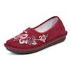 Womens Comfortable Flat Slip-On Shoes With Floral Embroidery Non-Slip Rubber Sole Cotton Upper Insole