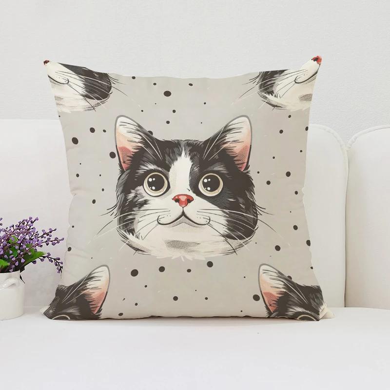 Cute Cartoon Cat Pillowcases for Pillows 45x45 Cushions Cover Aesthetic Room Decoration Cushion Cover 50x50 Home Decor Pillow