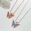 New Fashion Women New Design Enamel Butterfly Necklaces Thai Pop Butterfly Pearl Necklace Fashion Jewelry 2024
