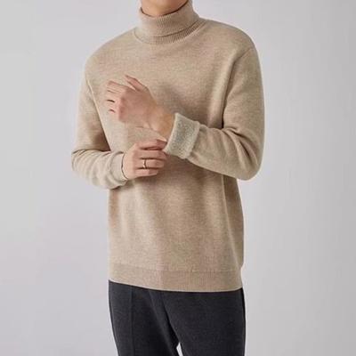 Men Thickened Turtleneck Sweater Fleece Lined Pullover Sweater Warm Knitted Long Sleeve Top Casual Loose Fit for Home Office Street Wear