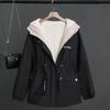 Women's Fashion Faux Fur Hooded Coat, Korean Style Zippered Parka,New Thickened Cotton Winter Outerwear, Slimming Design, Polyester, Casual Style
