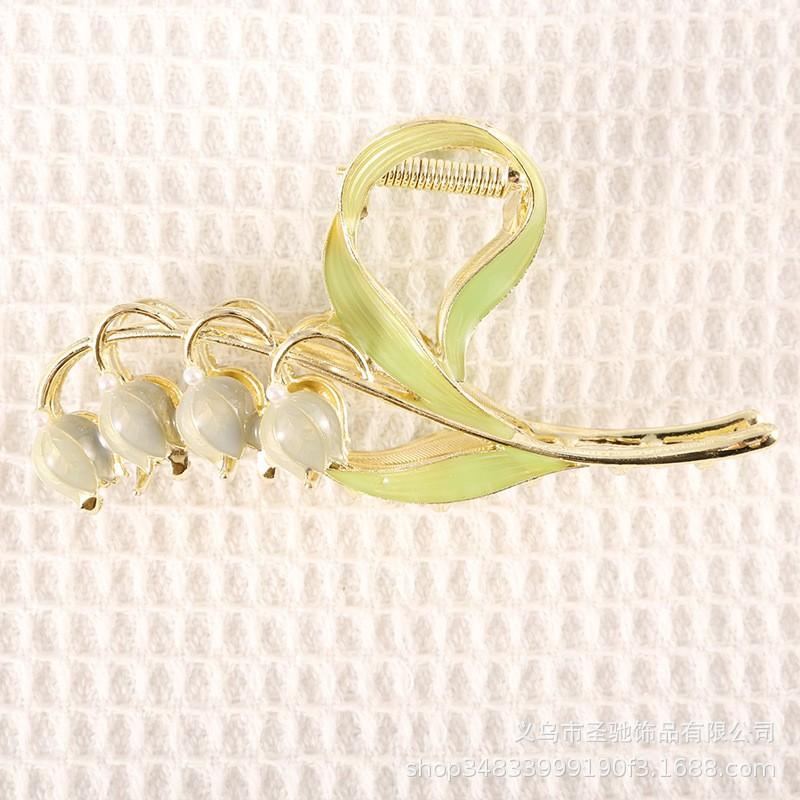 Stilig Fresh Temperament Oil Drop Floral Metal Shark Hair Clip