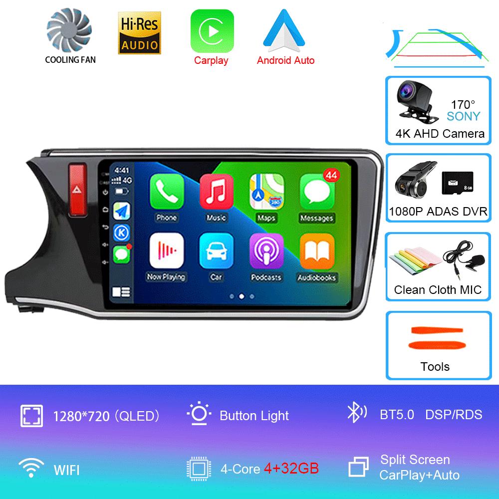 For Honda City Grace 2014 - 2017 Android 14 Car Radio Multimedia Player Unit RHD Head Navigation GPS 4G Wifi BT DSP QLED Screen