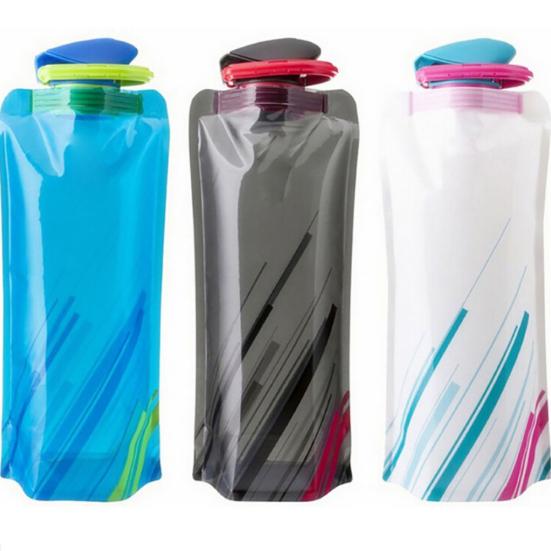 700ml Reusable Foldable Flexible Water Bottle Pouch Bag Camping Hiking Tool