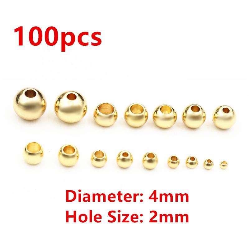 30-100pcs 2-8mm Stainless Steel Gold Color Spacer Beads Charm Loose Bead DIY Bracelets Necklace Beads for Jewelry Making Charms
