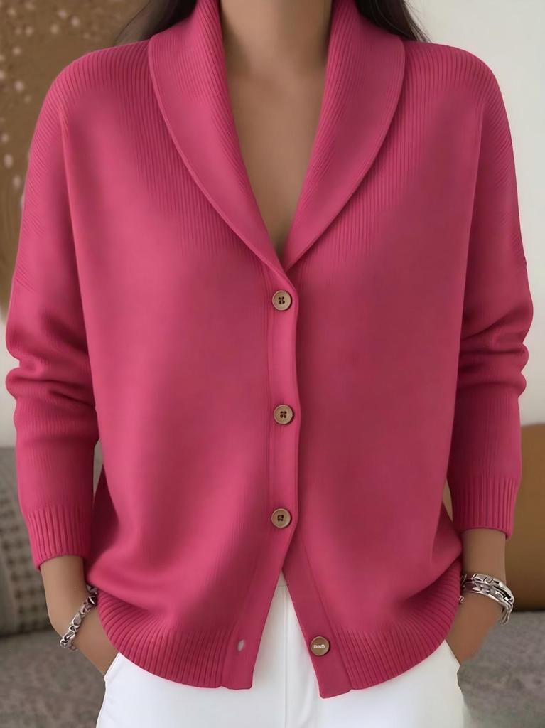 European & American Button Knit Lapel Sweater Cardigan - Autumn/Winter New Style, Solid Color (In Stock).