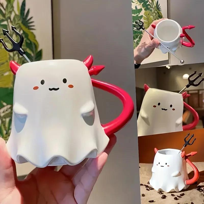 16oz Cute Halloween Little Cup Ceramic Ghost Coffee Mug  Porcelain Tea Cup Drinkware Halloween ThemedPerfect Gift 480ml