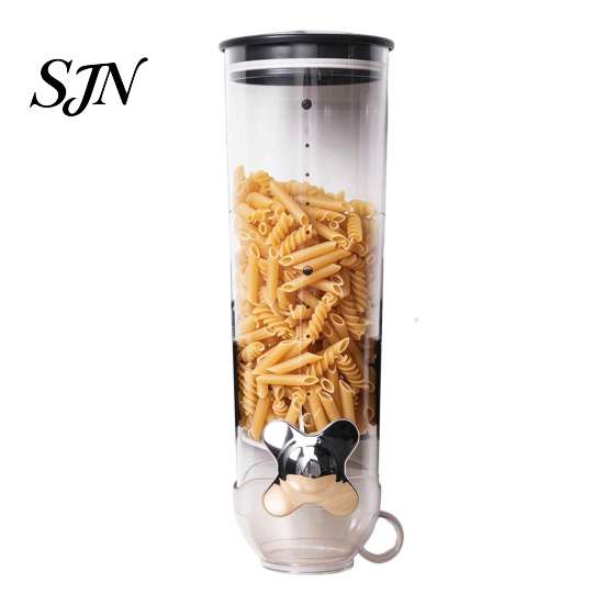 Plastic Food Storage Bin Wall Mounted Dry Dispenser, Space Saving Container with Measuring Kitchen Organization Accessories Cup, Clear Airtight