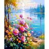 CHENISTORY Coloring By Number Sunset Scenery For Adults DIY Picture By Numbers Seascape Flower Drawing On Canvas Home Decor Gift