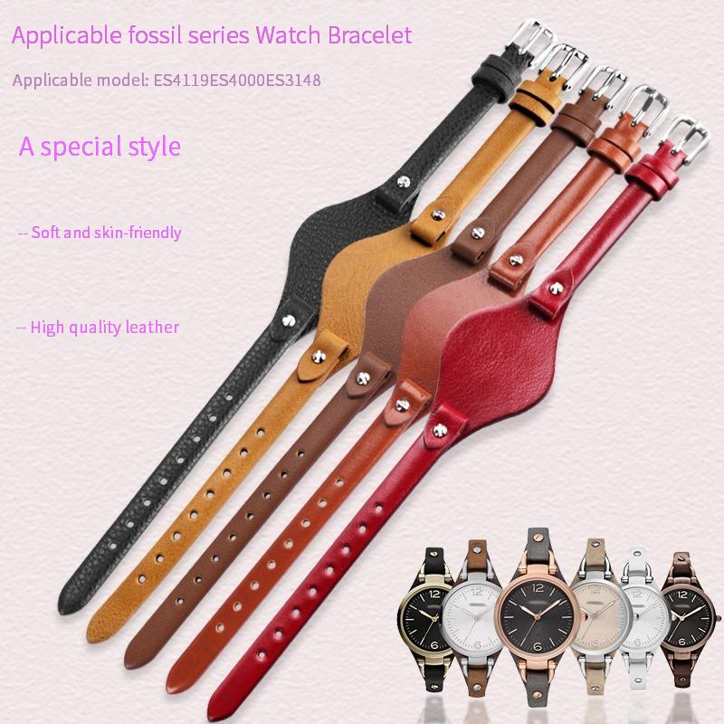 Klasický 8mm remienok na hodinky z pravej kože pre fosílne ES3077ES2830 ES3262 ES3060 séria mäkkého náramku z hovädzej kože pre ženy