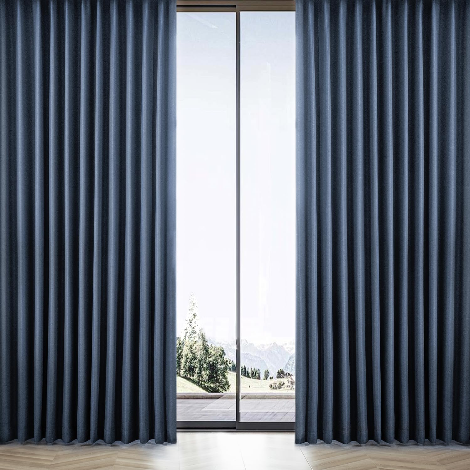 

AIFY Комплект затемняющих штор 1 степени для маленьких окон, однотонный, машинная стирка, ширина 100 см х высота 80 см, темно-синий, огнестойкие шторы, 2 шт., затемняющие, окна, защита,