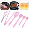 6Pcs/Set Silicone Cooking Utensil Scraper Eggs Beater Spatula Oil Brush Food Clip Kitchen Tool