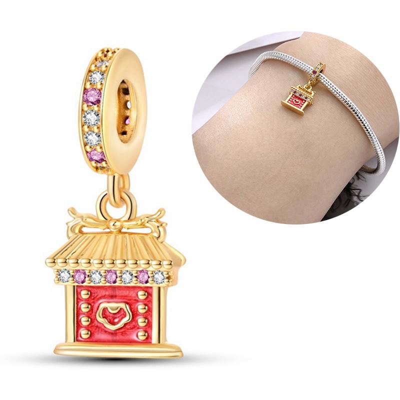 Girl Metal Chinese Knot Lucky Cat Lion Dance Charms Fit Original Bangle Necklace Make your own Beads Ideal for Accessory Elegant Fashion Beautiful
