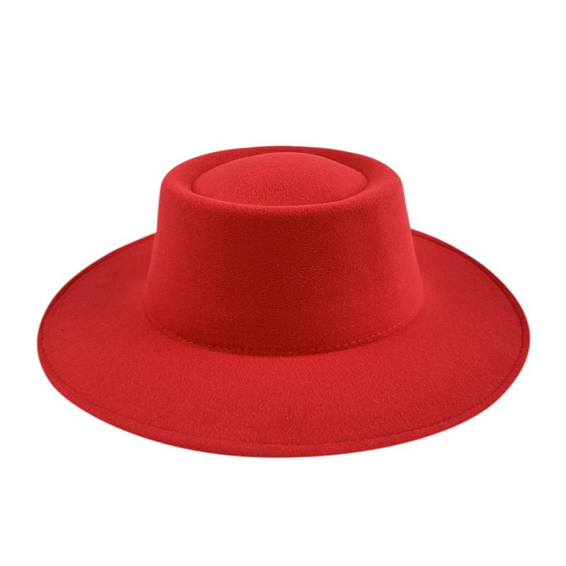 Formal Britishstyle Hat Wide Brim Flat Top Solid Color Winter Frenchinspired