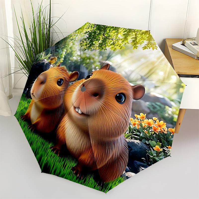 

Capybara Themed Travel Umbrella-8 Ribs Automatic Opening and Closing, Portable Folding Design, Compact and Stylish Umbrella Suitable for Out