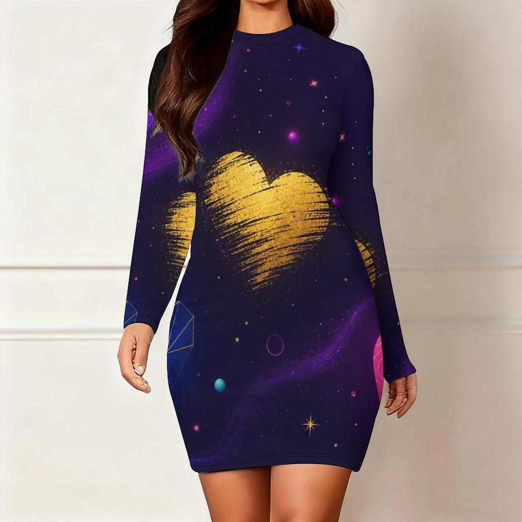 Womens Plus Size Long Sleeve Bodycon Midi Dress Slim Fit Soft Casual Party Evening Dress