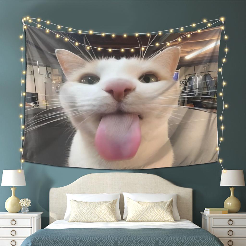 One Funny Kitten Tapestry Fresh Healing Home Corner Decor Bedroom Dormitory Living Room gift Family and Boyfriend or Friends