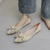 Flache Glänzende Schuhe Damen 2026 Neue Schleife Strass Fee Stil Lässig Pendeln Damen Bequeme Schuhe Damenschuhe